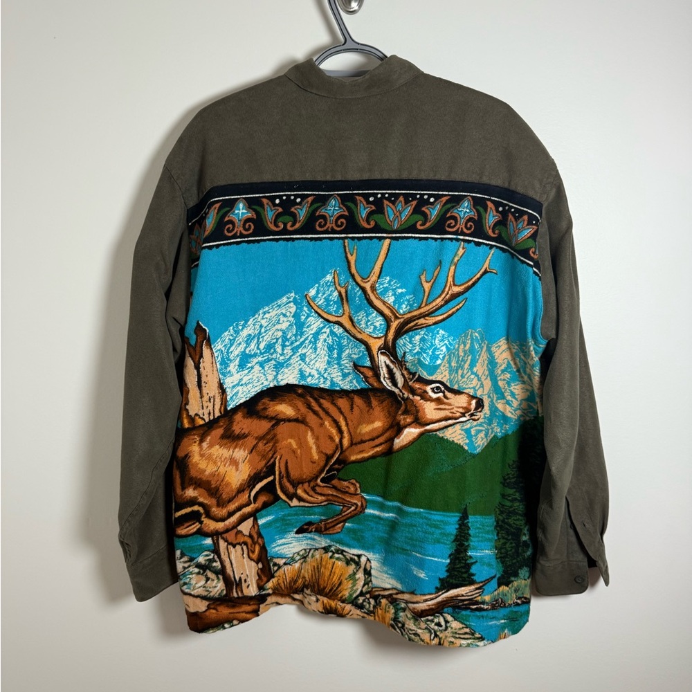 Custom Upcycled Men’s Sueded Shirt Jacket with Deer Design